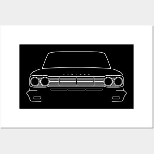 1965 AMC Rambler Classic car white outline Posters and Art